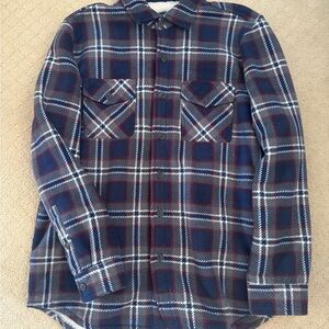 Men's Blue and Red Plaid Shirt